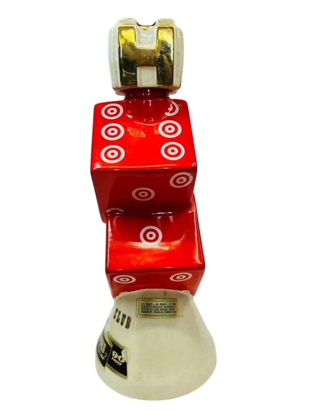 Vintage 1968 Ezra Brooks Harolds Club Dice Reno Whiskey Decanter -EMPTY-